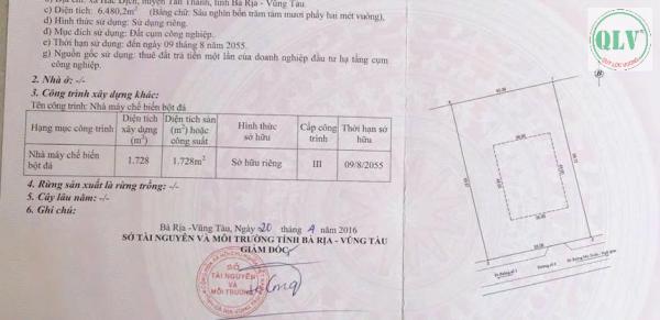 BÁN NHÀ XƯỞNG – CCN TÂN THÀNH, BRVT – 1.728m²