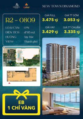 Dự án Newtown Diamond Đường Trường Sa Đà Nẵng - Căn hộ 1PN Giá chỉ 3 tỷ