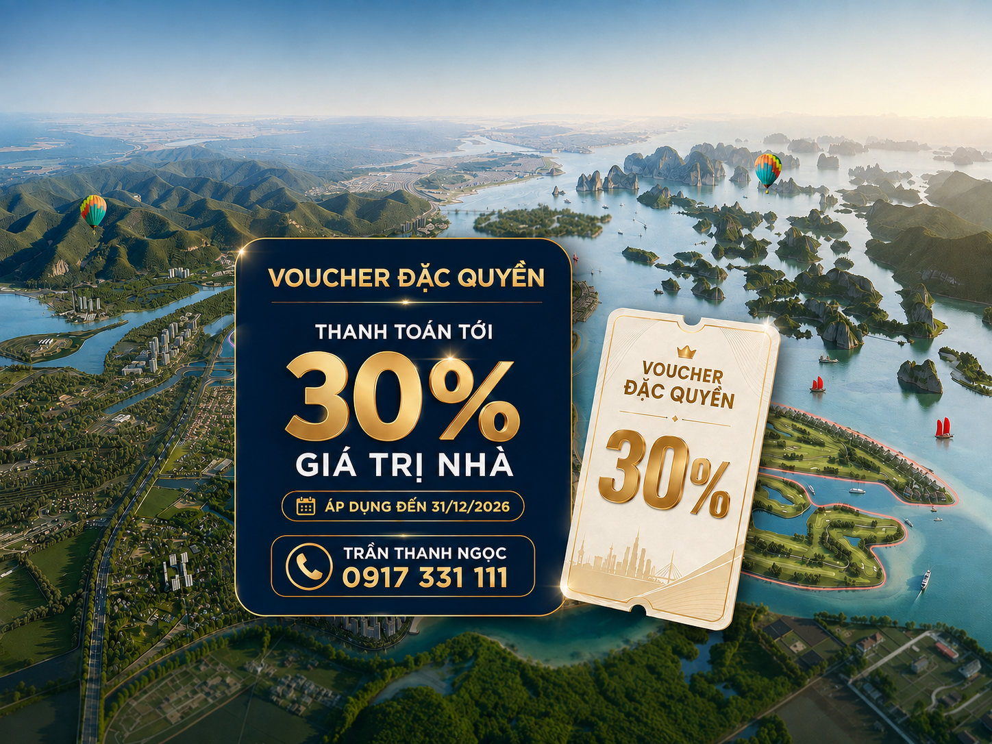 Voucher đặc quyền có thể thanh toán tới 30% giá trị nhà tại Vinhomes Global Gate Hạ Long