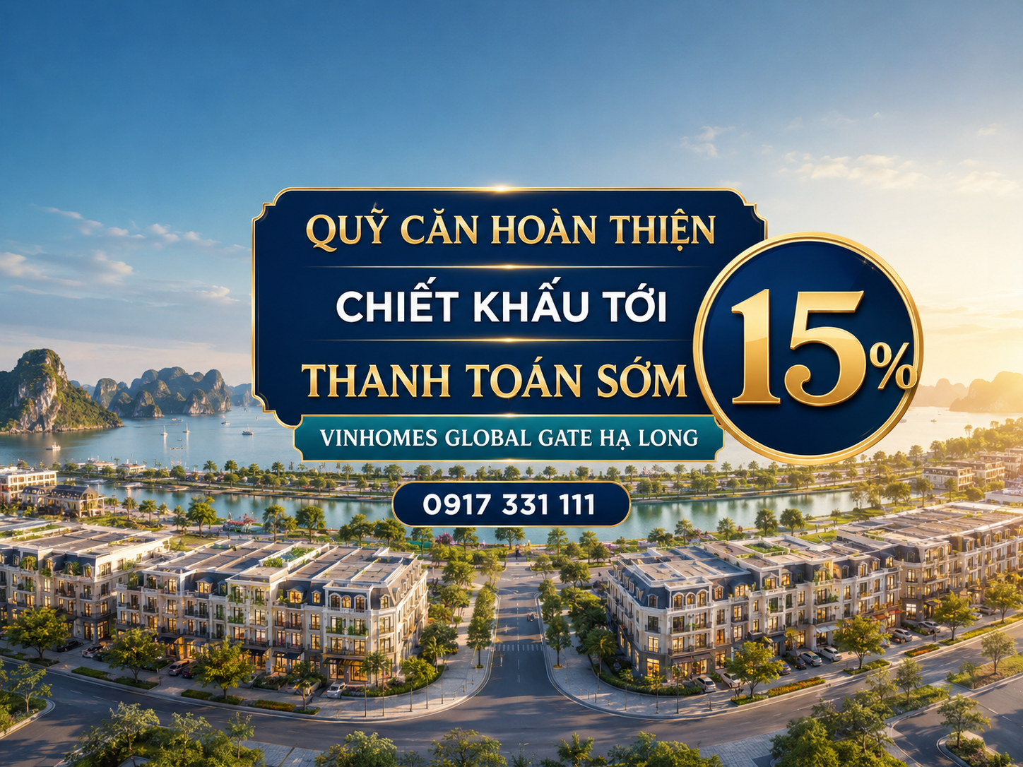 Quỹ căn hoàn thiện Vinhomes Global Gate Hạ Long: Chiết khấu tới 15% khi thanh toán sớm